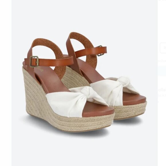 Mia Lorryann Rope Knotted Wedge Espadrilles Wedge Sandals Bone Color Size 9 - Picture 1 of 7